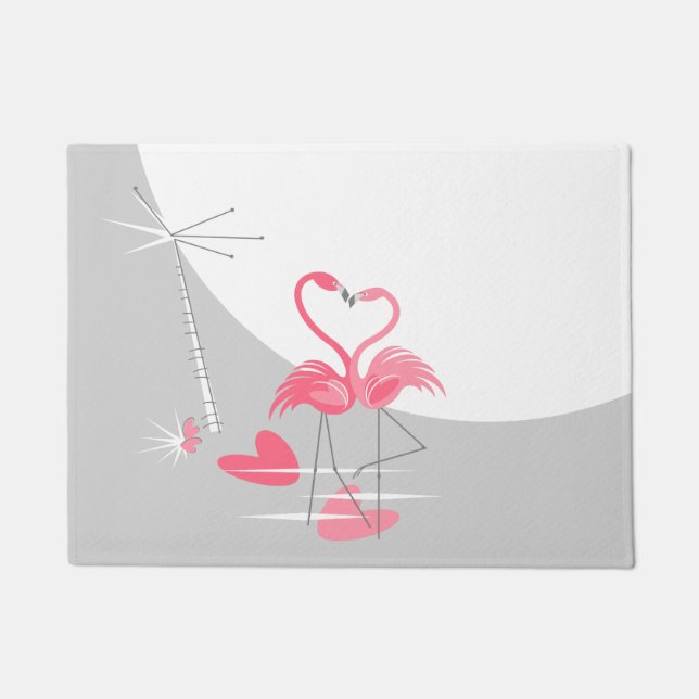 Flamingo Love Large Moon doormat (Front)