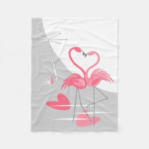 Flamingo Love Large Moon fleece small blanket