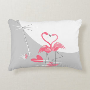 Flamingo Love Large Moon hot pink back accent Pillow