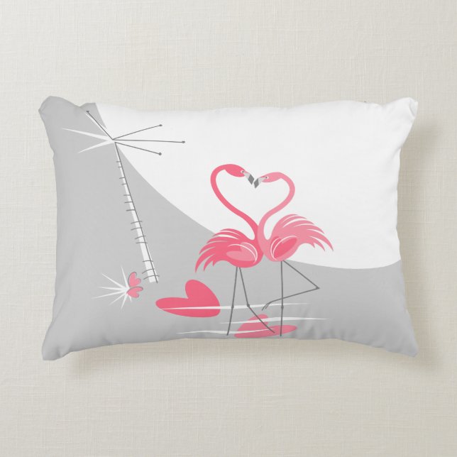 Flamingo Love Large Moon hot pink back accent Pillow (Front)
