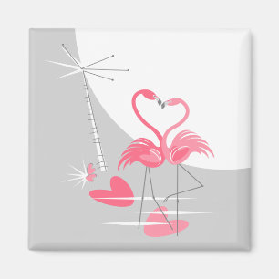Flamingo Love Large Moon magnet square