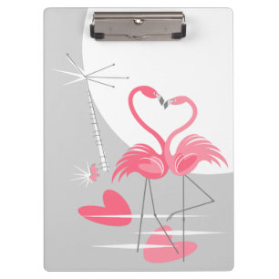 Flamingo Love Large Moon Name clipboard