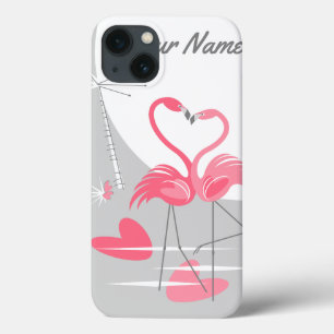 Flamingo Love Large Moon Name IPad case landscape