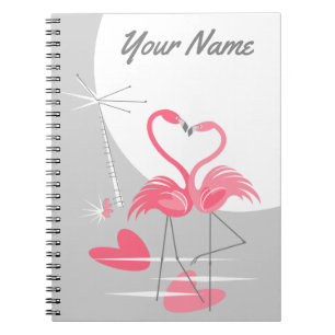 Flamingo Love Large Moon Name notebook
