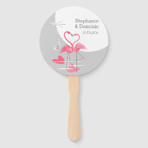 Flamingo Love Large Moon Names Date hand fan round