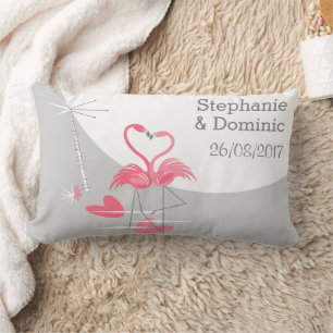 Flamingo Love Large Moon Names Date lumbar pillow