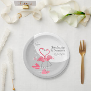 Flamingo Love Large Moon Names Date paper plates