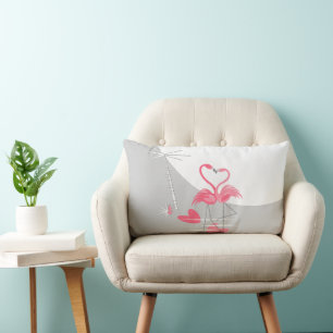 Flamingo Love Large Moon pink back lumbar pillow