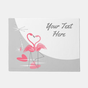 Flamingo Love Large Moon Text  doormat