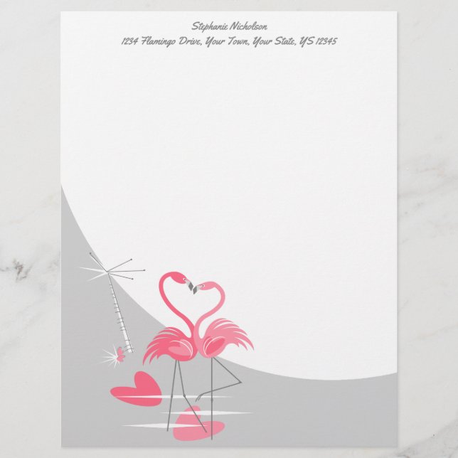 Flamingo Love Large Moon Text letterhead (Front)