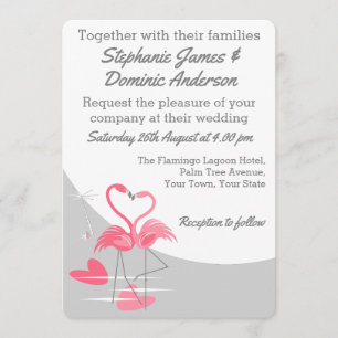Flamingo Love Large Moon wedding invitation