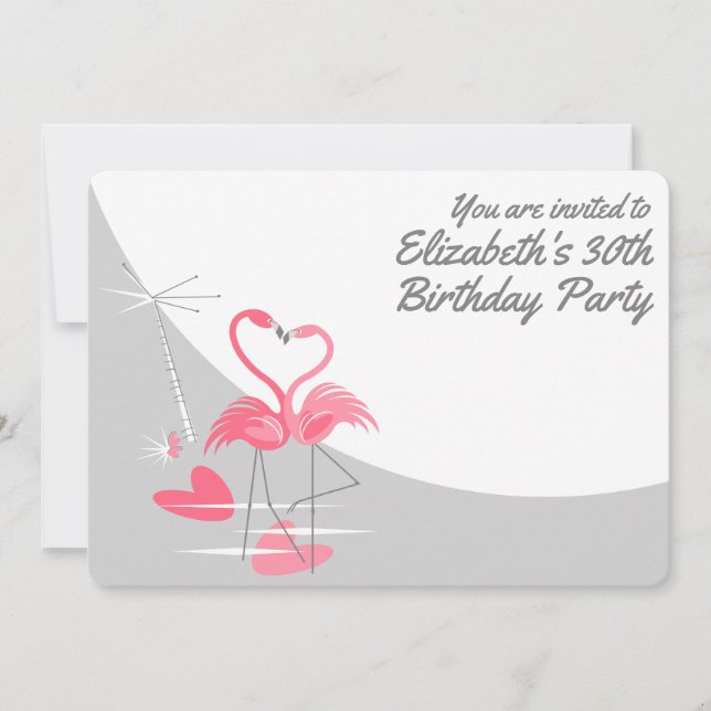 Flamingo Love Large Moon 'You are invited' Invitation (Front)