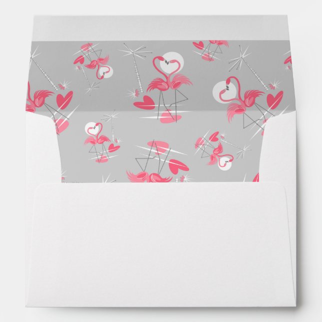 Flamingo Love Multi inside pattern envelope white (Back (Bottom))