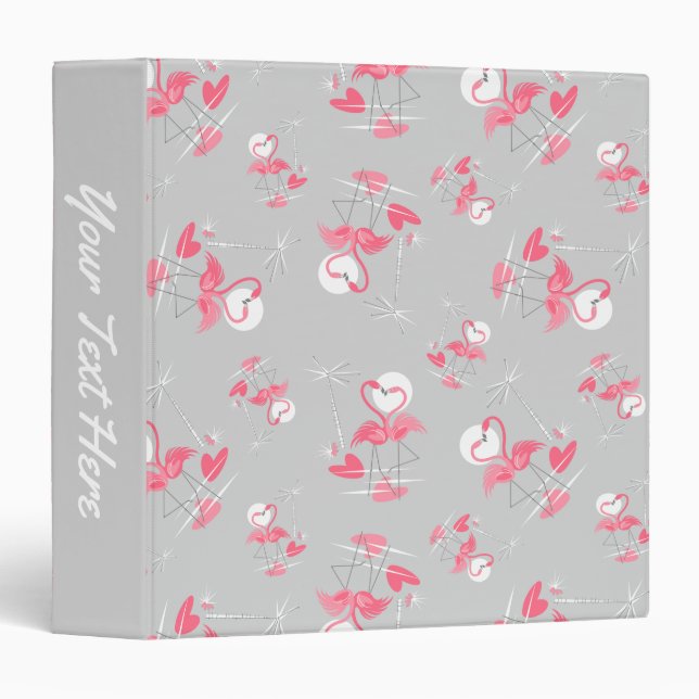Flamingo Love Multi spine text ring binder (Front/Spine)