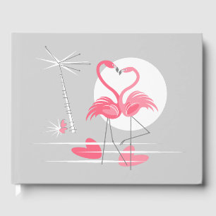 Flamingo Love Name Dates back guest book