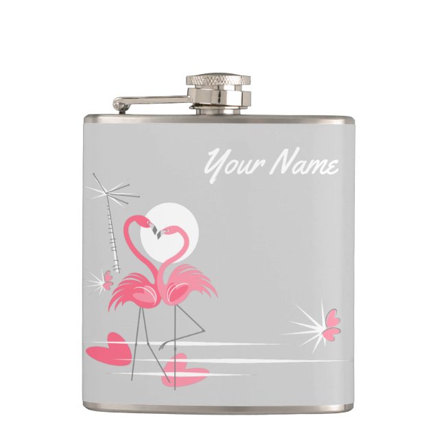 Flamingo Love Name flask (Front)