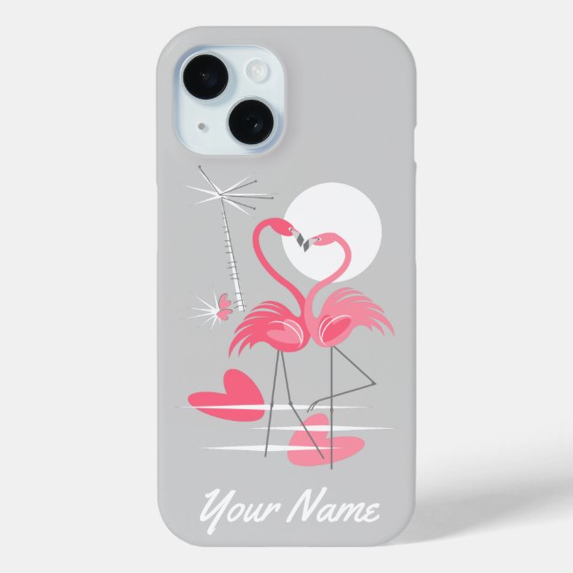 Flamingo Love Name iPhone case (Back)