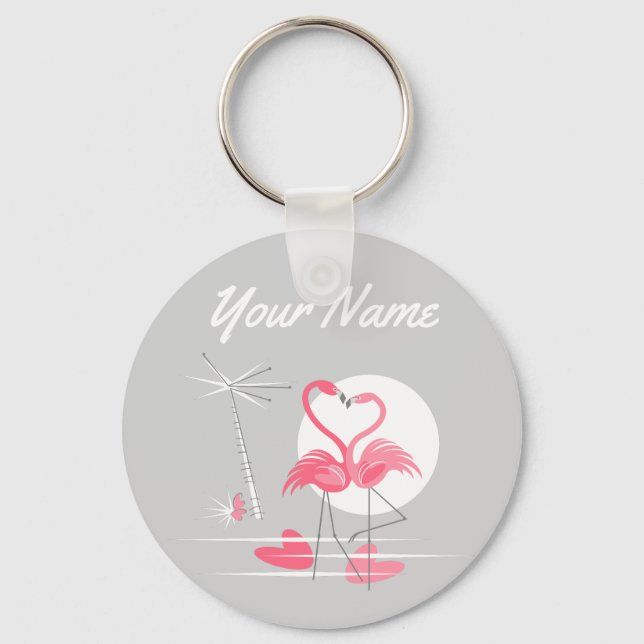 Flamingo Love Name keychain basic (Front)