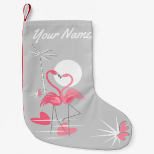 Flamingo Love Name stocking one-sided