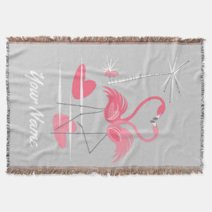 Flamingo Love Name throw blanket vertical