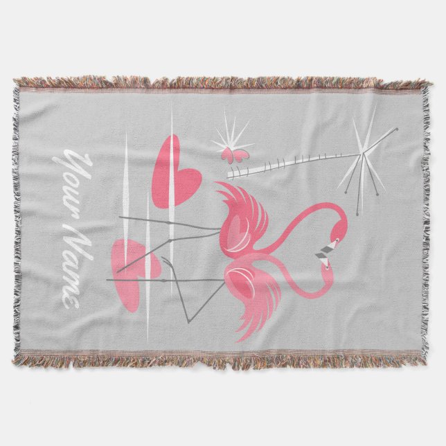 Flamingo Love Name throw blanket vertical (Front)