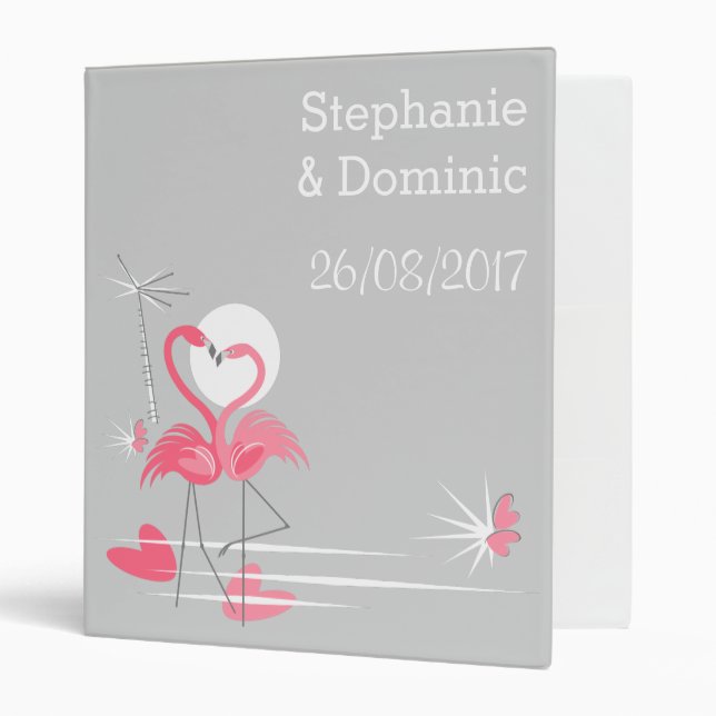 Flamingo Love Names Date ring binder (Front/Inside)