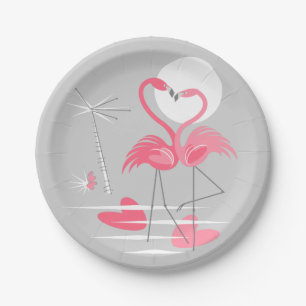 Flamingo Love paper plates