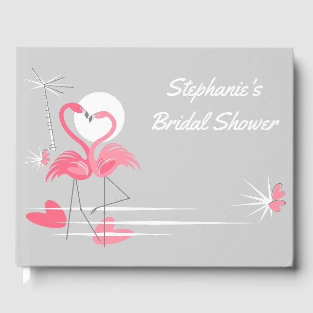 Flamingo Love Side Bridal shower guest book (Front)