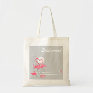 Flamingo Love Side Bridesmaid budget tote Bag