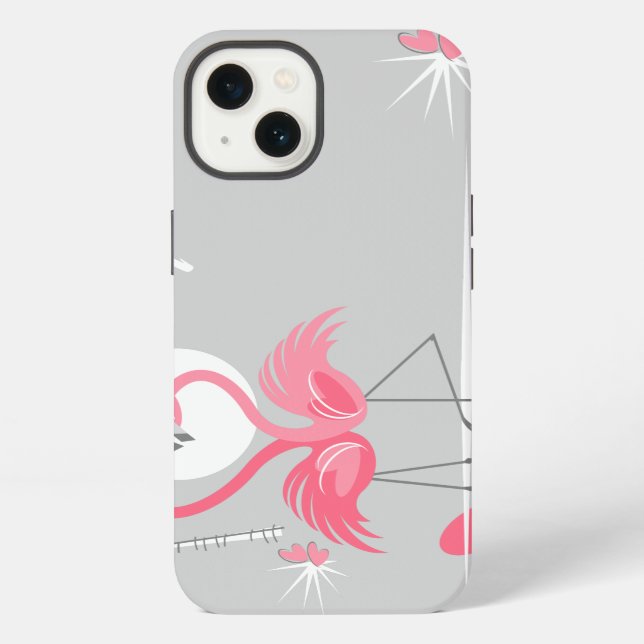 Flamingo Love Side Name IPad Mini horizontal iPhone Case (Back)