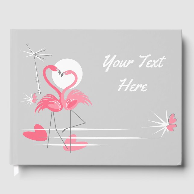 Flamingo Love Side Text guest book (Front)