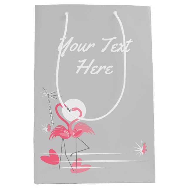 Flamingo Love Side Text medium Gift Bag (Front)