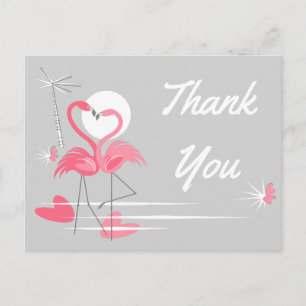Flamingo Love Side Thank You postcard landscape
