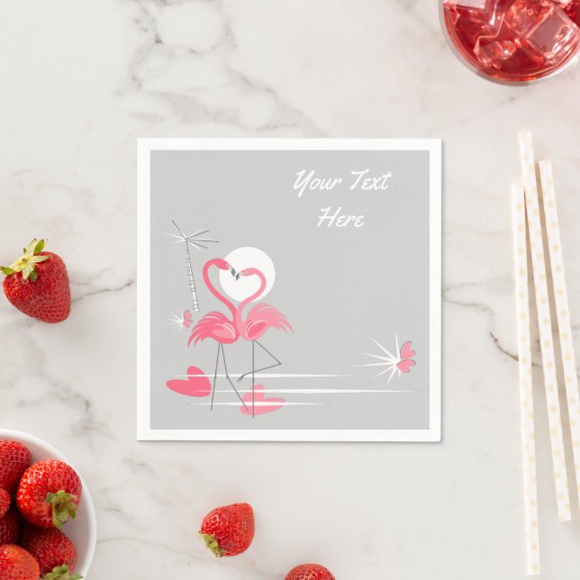 Flamingo Love Text paper napkins (Insitu)