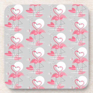 Flamingo Love Tiled coaster cork back