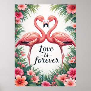 Flamingo Love Tropical Art Poster