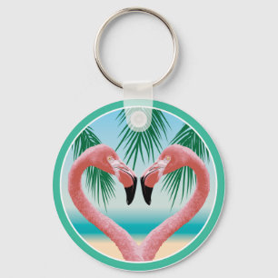 Flamingo Love (Tropical Valentine) Keychain