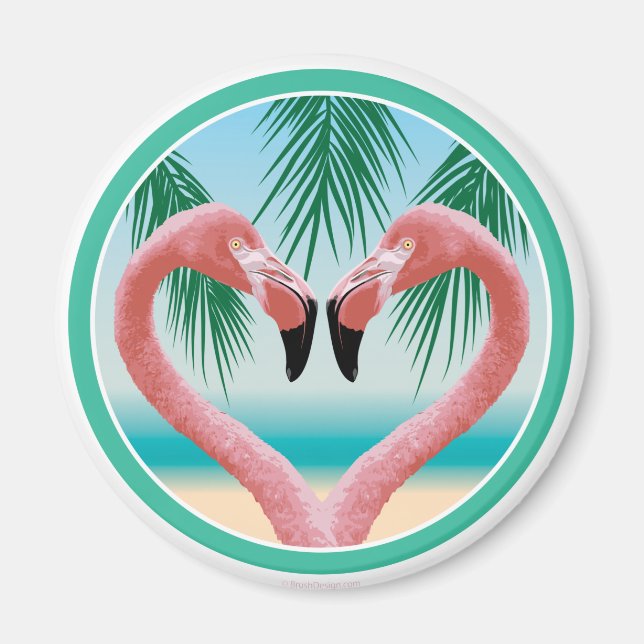 Flamingo Love (Tropical Valentine) Magnet (Front)