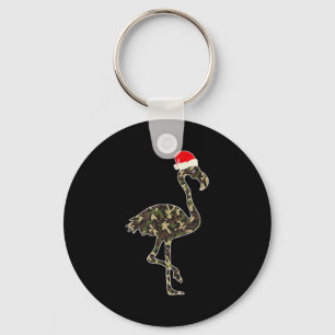 Flamingo Lover Christmas Santa Hat Camouflage Illu Keychain