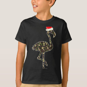 Flamingo Lover Christmas Santa Hat Camouflage Illu T-Shirt