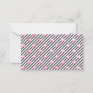 Flamingo Lover Pink Bird Diagonal Stripes Card