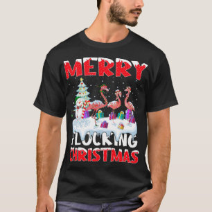 Flamingo Lover Xmas Gift Merry Flocking Christmas T-Shirt