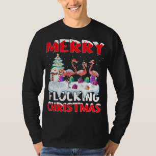 Flamingo Lover Xmas Gift Merry Flocking Christmas T-Shirt