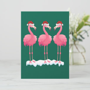 Flamingo Lover Xmas Lighting Santa Pink Flamingos Holiday Card