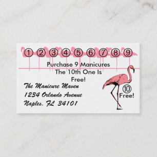 Flamingo Loyalty Rewards Business Punch Cards Bird