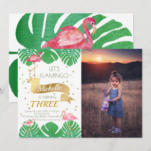 Flamingo Luau Summer Pool Party Birthday Invite