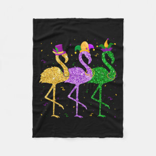 Flamingo Mardi Gras Funny Mask Beads Carnival Part Fleece Blanket