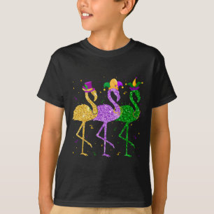 Flamingo Mardi Gras Funny Mask Beads Carnival Part T-Shirt