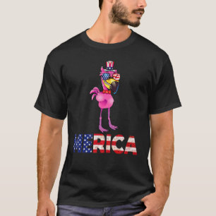Flamingo Merica American Flag Funny Uncle Sam T-Shirt