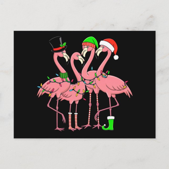 Flamingo Merry Christmas Funny Flamingo Lover Gift Holiday Postcard (Front)